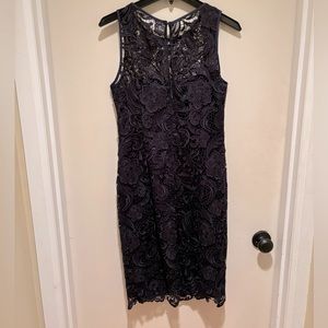 Adrianna Papell lace sheath dress dark navy size 4